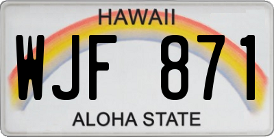 HI license plate WJF871
