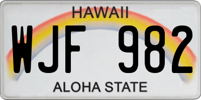 HI license plate WJF982
