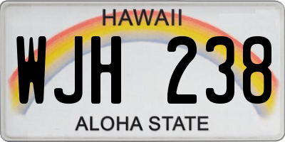 HI license plate WJH238