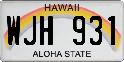 HI license plate WJH931