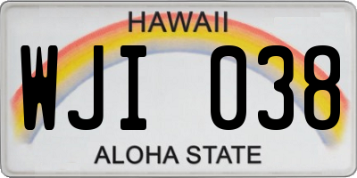 HI license plate WJI038
