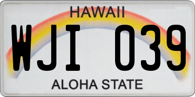 HI license plate WJI039