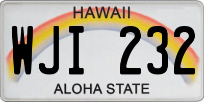 HI license plate WJI232