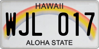 HI license plate WJL017