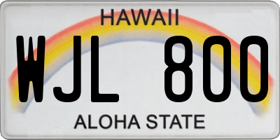 HI license plate WJL800