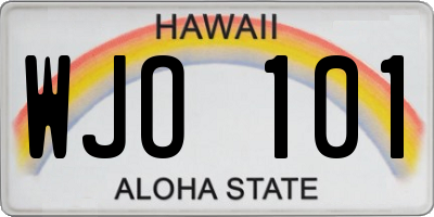 HI license plate WJO101
