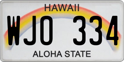 HI license plate WJO334