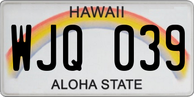 HI license plate WJQ039
