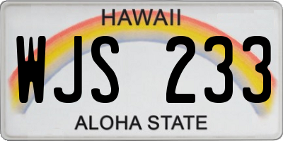 HI license plate WJS233