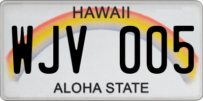 HI license plate WJV005