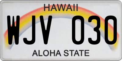 HI license plate WJV030