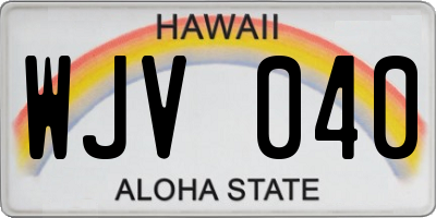 HI license plate WJV040