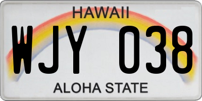 HI license plate WJY038