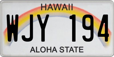 HI license plate WJY194