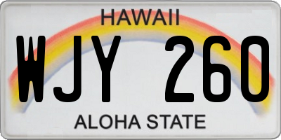 HI license plate WJY260