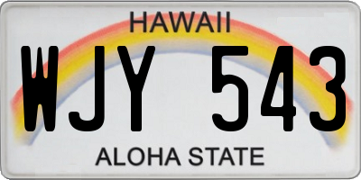 HI license plate WJY543