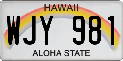 HI license plate WJY981
