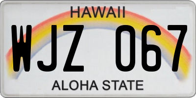 HI license plate WJZ067