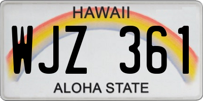 HI license plate WJZ361