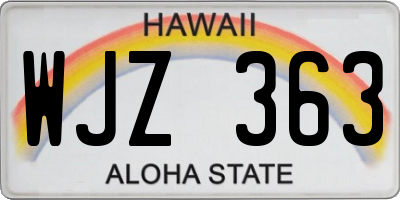 HI license plate WJZ363