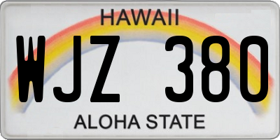 HI license plate WJZ380