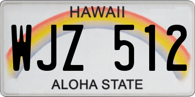HI license plate WJZ512