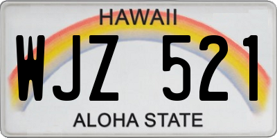 HI license plate WJZ521