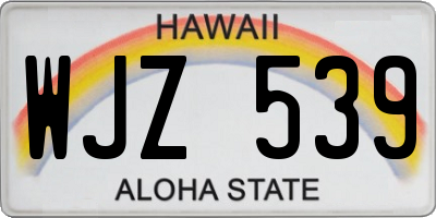 HI license plate WJZ539