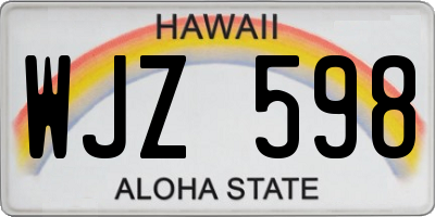 HI license plate WJZ598