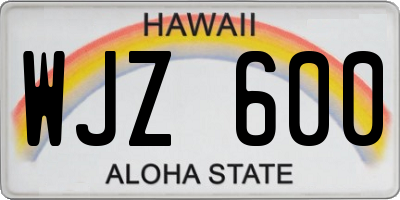 HI license plate WJZ600
