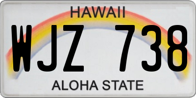 HI license plate WJZ738
