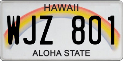 HI license plate WJZ801