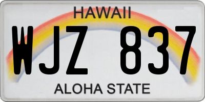 HI license plate WJZ837