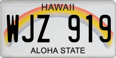 HI license plate WJZ919