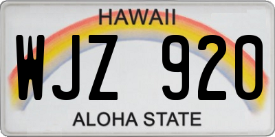 HI license plate WJZ920