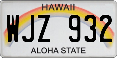 HI license plate WJZ932