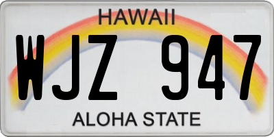 HI license plate WJZ947