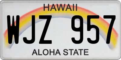 HI license plate WJZ957
