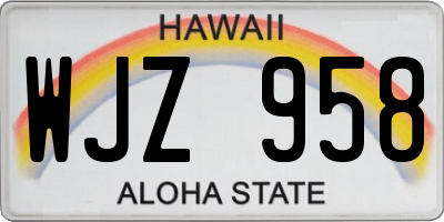 HI license plate WJZ958
