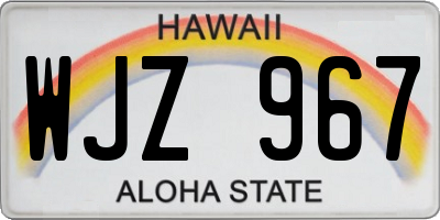 HI license plate WJZ967