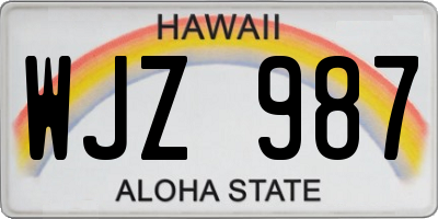 HI license plate WJZ987