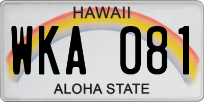 HI license plate WKA081