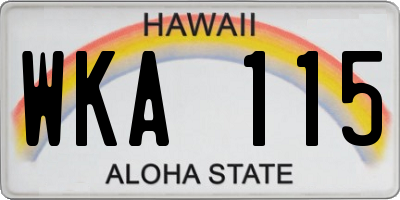 HI license plate WKA115
