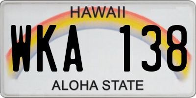 HI license plate WKA138