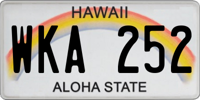 HI license plate WKA252