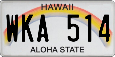 HI license plate WKA514