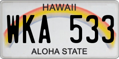 HI license plate WKA533