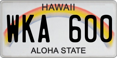 HI license plate WKA600
