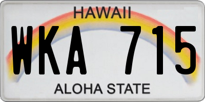 HI license plate WKA715