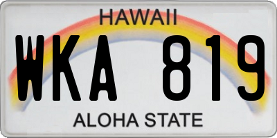 HI license plate WKA819